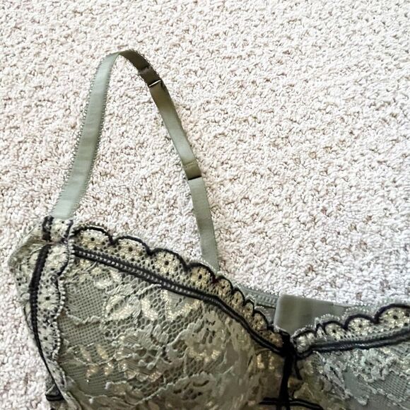 Heidi Klum Intimates Margaux Balconette Contour Bra Green Sz 36D Lace H23-1076 - Picture 5 of 10